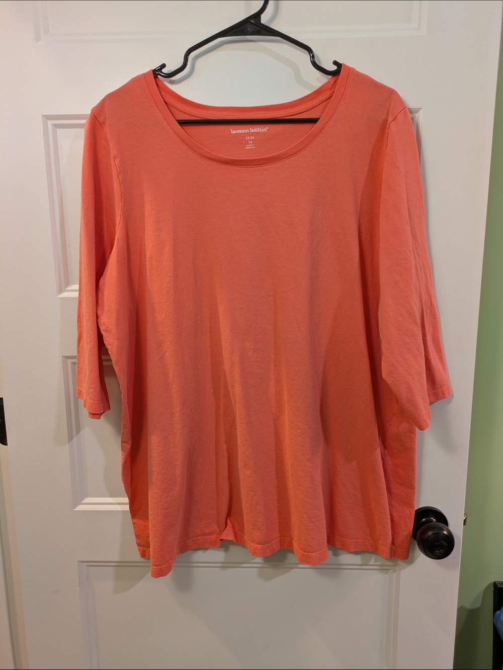 Woman Within Coral 3/4 sleeve Sleeve Top